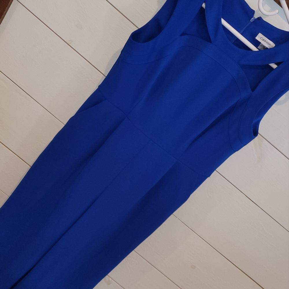 Calvin Klein Royal Blue Sleeveless Sheath Jumpsuit